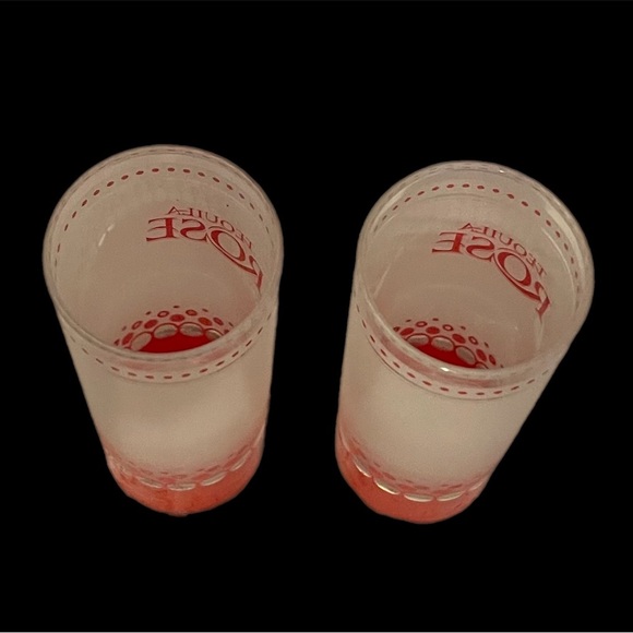 Tequila Rose Shot Glasses Lot Of 2 Frosted White & Red Glass 4” EUC - Picture 3 of 3